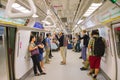 People inside subway train. Singapore Royalty Free Stock Photo