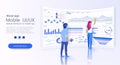 People interacting with admin panel charts and analyzing statistics. Data visualization concept. Landing page template Royalty Free Stock Photo