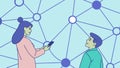 People Interacting with Digital Network, vector design Generative AI Royalty Free Stock Photo