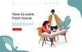 People and internet landing. Flat business web page design, homepage UI with cartoon characters surfing internet. Vector