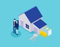 People invest money in real estate property. Rent and mortgage concept. Flat isometric vector illustration style Royalty Free Stock Photo