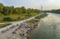 People on Isar river, Munich, Germany