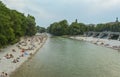 People on Isar river, Munich, Germany