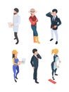 People isometric. Professions job persons different workers engineer businessman doctor chef farmer vector characters