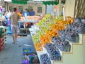 People on an Israel outdoor fruit and vegetable market