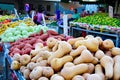 People on an Israel outdoor fruit and vegetable market Royalty Free Stock Photo