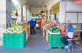 People on an Israel outdoor fruit and vegetable market