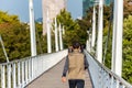 People jogging on the bridge at the Seoul forest park in downtown of Seoul, in South Korea