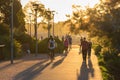 People jogging, cycling and walking at Bicentennial park in Sydney Royalty Free Stock Photo