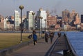 People jogging at Hoboken Waterfront, NJ