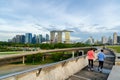 People jogging at morning in Singapore. Singapore Downtown Core