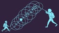 People jumping through digital circles, tech innovation leap, Vector Design, Generative AI