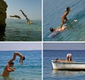 People jumping in sea (collage) Royalty Free Stock Photo