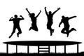 People jumping trampoline silhouette Royalty Free Stock Photo