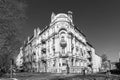 people at Kaiser Friedrich Ring - engl: King Friedrich circle - with its old scenic facade of the 19th century in classicistic and