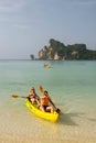 People kayaking at Ao Loh Dalum beach on Phi Phi Don Island, Krabi Province, Thailand
