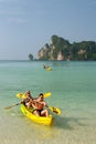 People kayaking at Ao Loh Dalum beach on Phi Phi Don Island, Krabi Province, Thailand