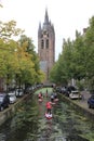 People kayaking in a canal