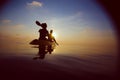 People kayaking at sunset Royalty Free Stock Photo