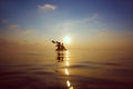 People kayaking at sunset Royalty Free Stock Photo