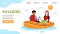 People kayaking vector poster