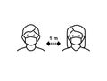 People Keep Safe Distance 1 meter.Man and woman wearing a protective medical mask for prevent corona virus.New normal Concept.