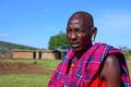 People of Kenya. Portrait of Maasai man in traditional colorful clothing. Kenya, Africa