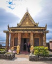 People at the Khmer temple on Bokor Hill in Kampot, Cambodia Royalty Free Stock Photo