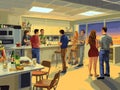 People in the kitchen isometric composition with people in the kitchen vector illustration Royalty Free Stock Photo