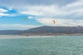 People kite surfing in Langebaan seaside town in South Africa