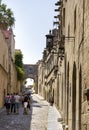 People on the street of Knights in Rhodes , Greece