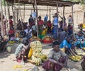 People from Konso tribal area at local village market. Omo Valley. Ethiopia