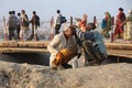 People at Kumbh at Sangam, Allahabad, India, Night view