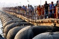 People at Kumbh at Sangam, Allahabad, India, Night view