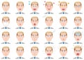 Businessman Various Facial Expressions Set.