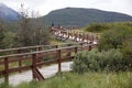 People at Lapataia Bay along the Coastal Trail in Tierra del Fuego National Park, Argentina Royalty Free Stock Photo