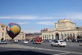 People launching balloon near the Government building on Republic square,Erevan