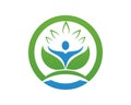 People leaf green nature health logo and symbols