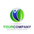 People leaf health care company concept logo icon element sign on white background Royalty Free Stock Photo