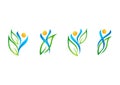 People,leaf,logo,wellness,natural,health,ecology, set of symbol icon design vector Royalty Free Stock Photo