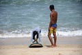 People learning surfing on the Balinese beach