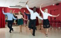 People learning tap dance movements Royalty Free Stock Photo