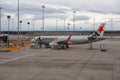 People leaving the Jet Star plane on the Melbourne airport, Victoria, Australia