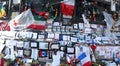 People left memorial items around the statue of Palace de la Republique