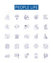 People life line icons signs set. Design collection of Life, People, Existence, Family, Jobs, Career, Relationships