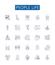 People life line icons signs set. Design collection of Life, People, Existence, Family, Jobs, Career, Relationships