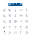 People life line icons signs set. Design collection of Life, People, Existence, Family, Jobs, Career, Relationships