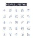 People lifestyle line icons collection. execution, deployment, integration, realization, attainment, materialization Royalty Free Stock Photo