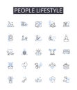 People lifestyle line icons collection. Life events, Human existence, Social behavior, Personal habits, Cultural norms