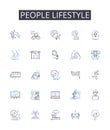 People lifestyle line icons collection. Life events, Human existence, Social behavior, Personal habits, Cultural norms